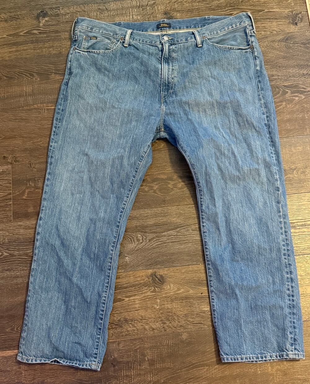 Mens Big and Tall Polo Ralph Lauren Light Wash Jeans 44Bx30 Measurements Blue